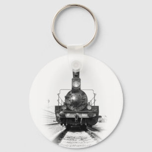 Old steam locomotive key ring