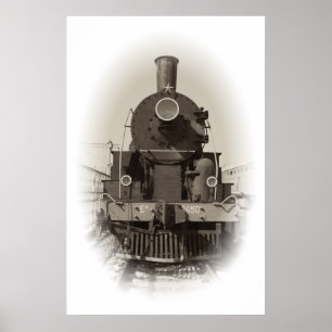 Old steam locomotive poster