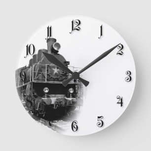Old steam locomotive round clock