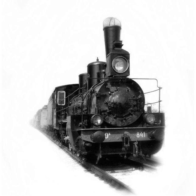Old steam locomotive standing photo sculpture (Front)