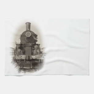 Old steam locomotive tea towel