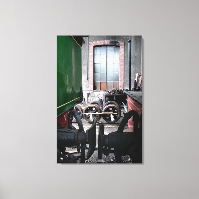 Old Steam Train Le Mastrou Rail yard Canvas (Front)