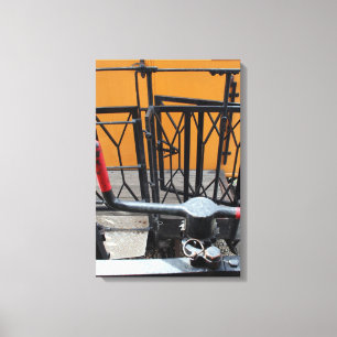 Old Steam Train Le Mastrou Waggon Crank Canvas Print