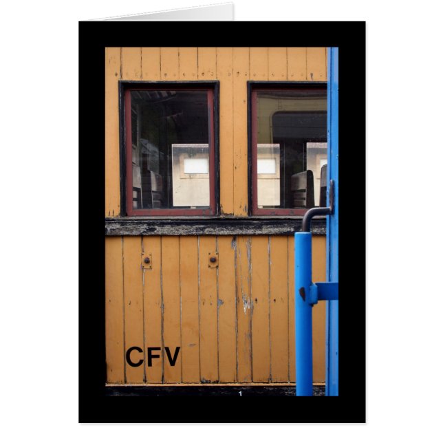 Old Steam Train Le Mastrou Yellow Waggon card (Front)