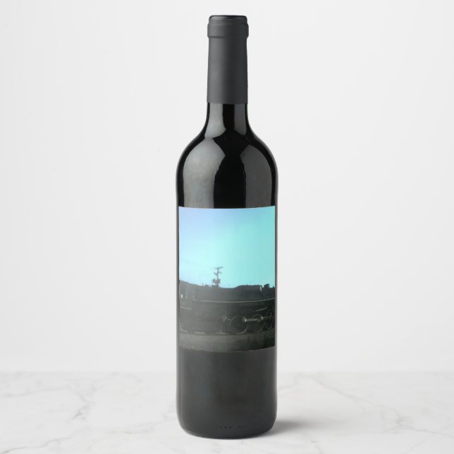 Old steam train wine label (Front)