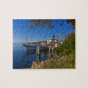 Old steamboat on Geneva lake,Montreux, Switzerland Jigsaw Puzzle