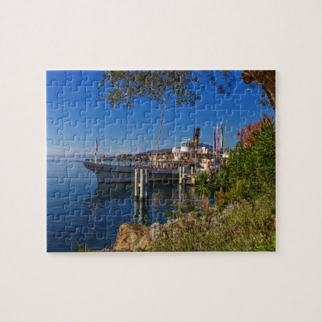 Old steamboat on Geneva lake,Montreux, Switzerland Jigsaw Puzzle (Horizontal)