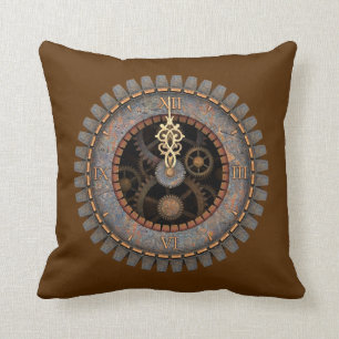 Old Steampunk Clock #1C Cushion