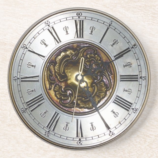 Old steampunk clock design accessoires, vintage coaster (Front)