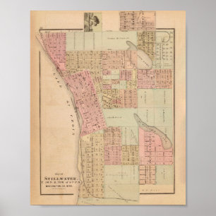 Old Stillwater MN Map (1874)  Poster