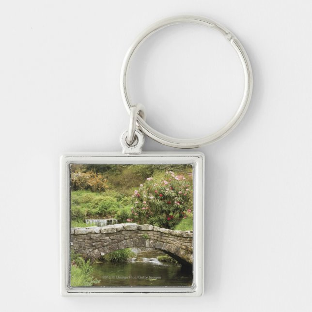 Old Stone Bridge Across A Stream In Dartmoor Park Key Ring (Front)