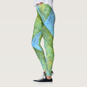 old stone wall blue green leggings