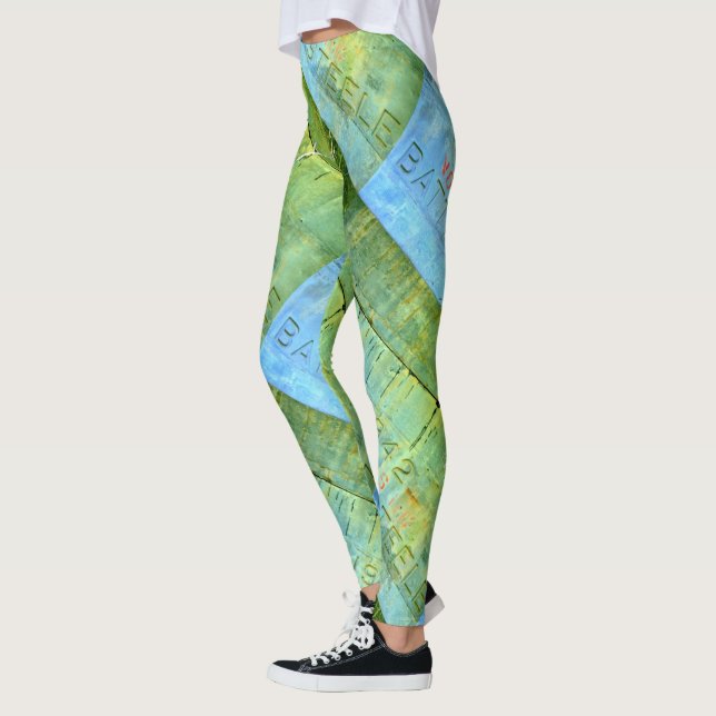old stone wall blue green leggings (Left)