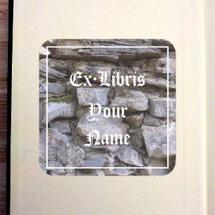 Old Stone Wall Bookplate Square Sticker