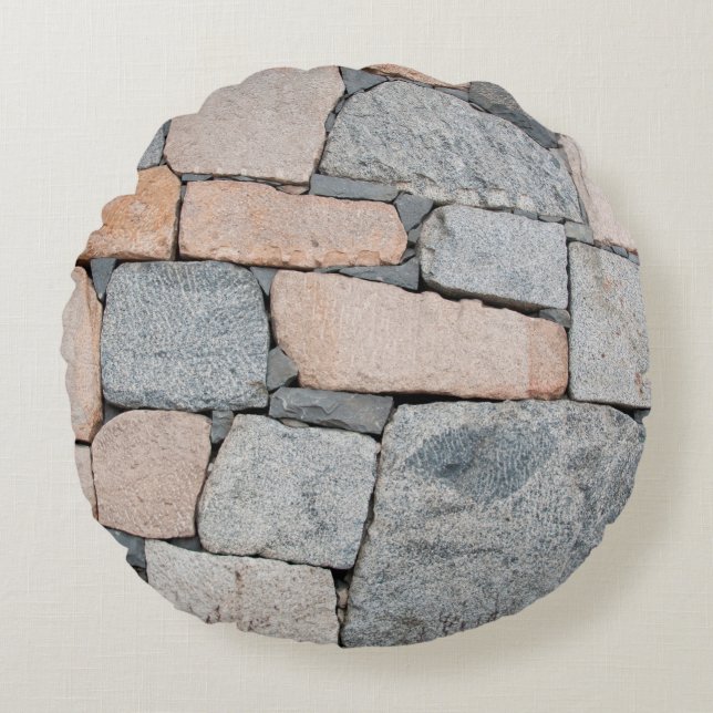 Old stone wall of ancient castle. abstract,ancient round cushion (Front)