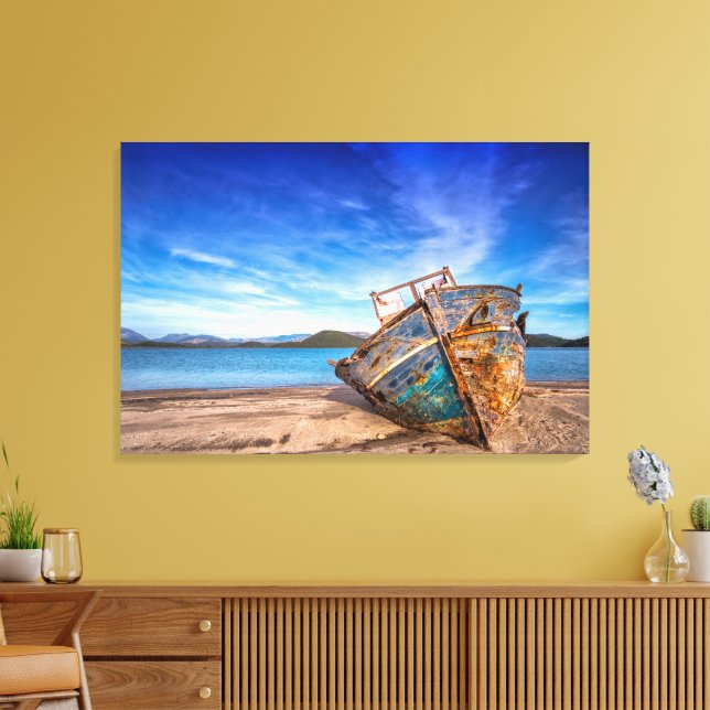 Old Stranded Ship Point Reyes, CA Canvas Print (Insitu(LivingRoom))