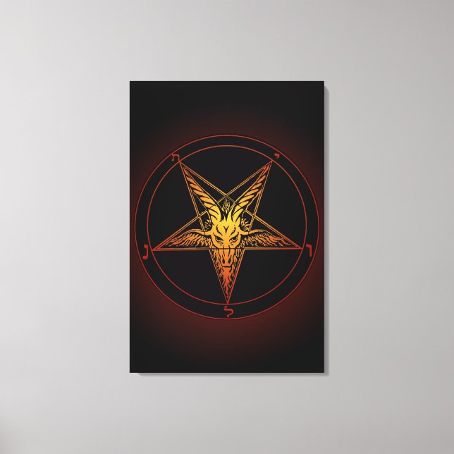 Old Style Baphomet Aflame 24x36 Museum Quality Canvas Print (Front)