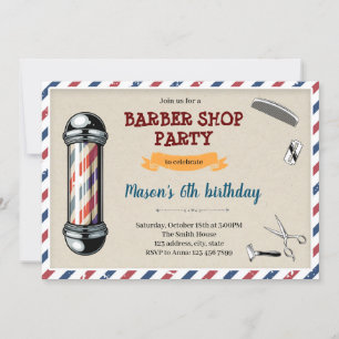 Old style barbershop birthday theme Invitation