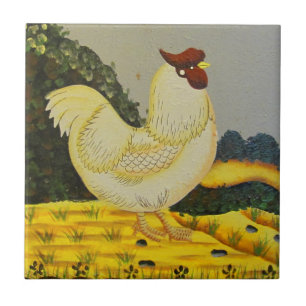 Old Style Chicken Painting Tile