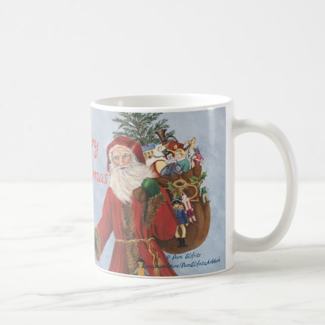 Old Style Father Christmas in Blowing Snow  Coffee Mug (Right)