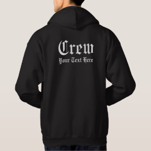 Old Style Text Crew Member Template Mens Black Hoodie