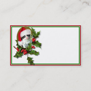 Old Style Vintage Christmas Kitten Business Card