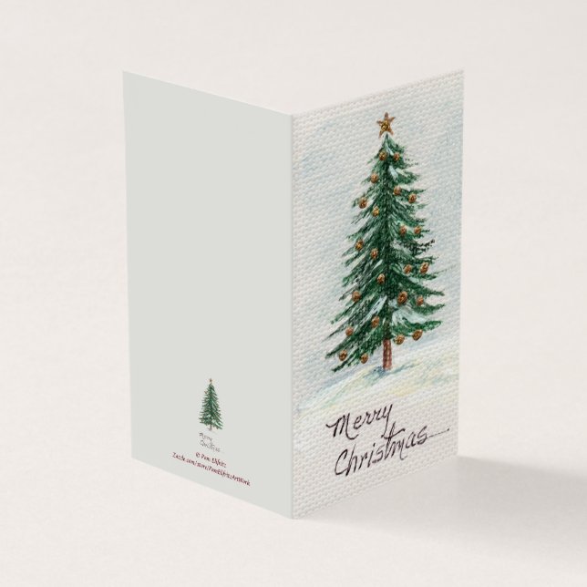 Old Style Watercolor Christmas Tree in Snow   Holi (Outside)