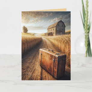 Old Suitcase On a Country Dirt Road Card