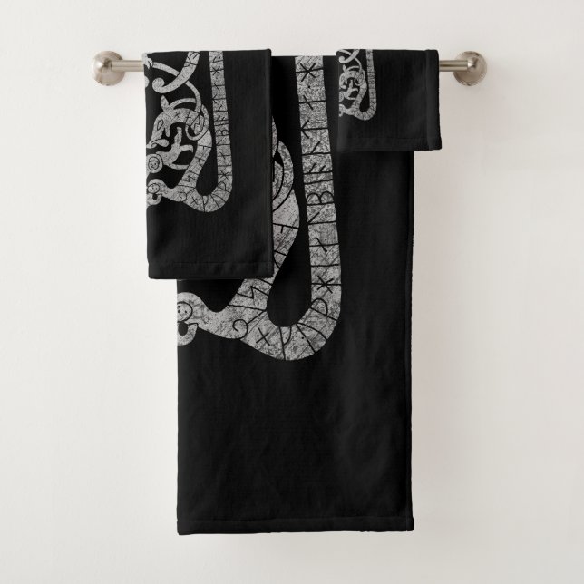 Old Swedish viking runestone Bath Towel Set (Insitu)