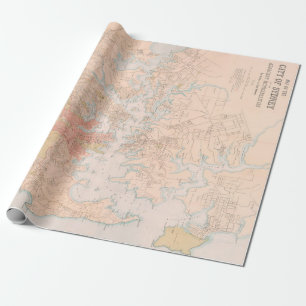 Old Sydney Australia Map (1890) Wrapping Paper
