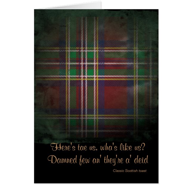 Old tartan Scottish toast card (Front)