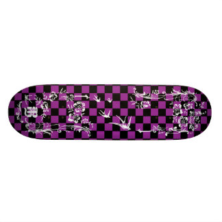 Old Tattoo Checkboard - Purple & Black Skateboard