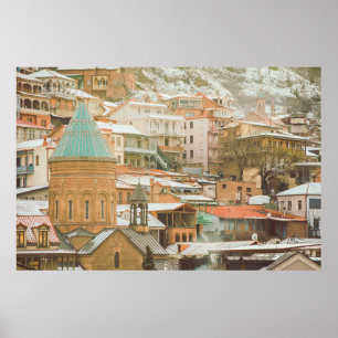 Old Tbilisi historical buildings. Caucasus Travel Poster