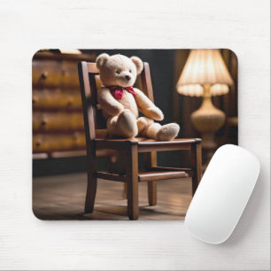 Old Teddy Bear On A Chair Mouse Mat