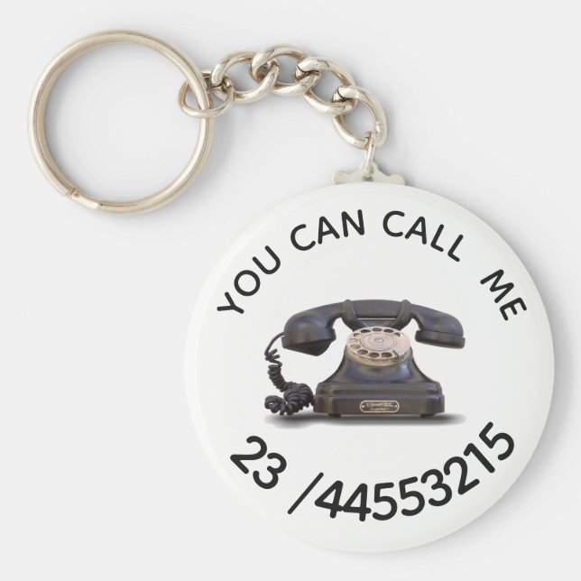 Old Telephone -  add number Key Ring (Front)