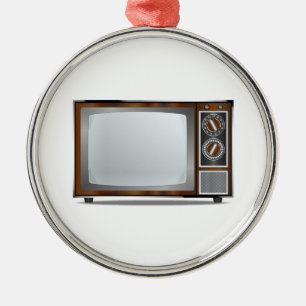 Old Television Set Metal Tree Decoration