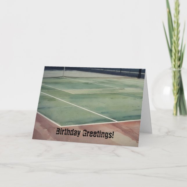 Old Tennis Court Art Pun Birthday Card (Front)