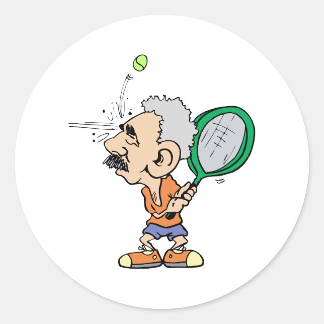 Old Tennis Player Classic Round Sticker (Front)
