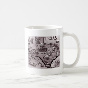 Old Texas Cartoon Map Coffee Mug