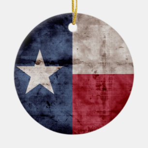 Old Texas Flag Ceramic Tree Decoration