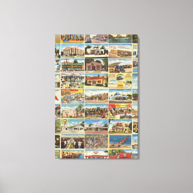 Old Texas Postcards Stretched Canvas Print (Front)