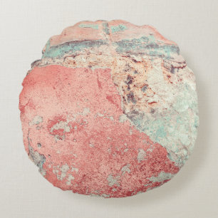 Old textured concrete wall with natural defects. S Round Cushion