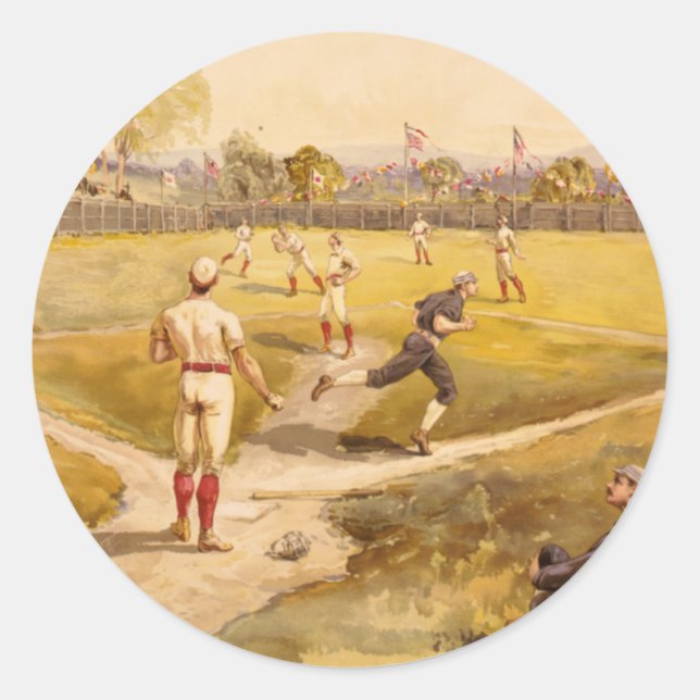 Old Time Base Ball Classic Round Sticker (Front)