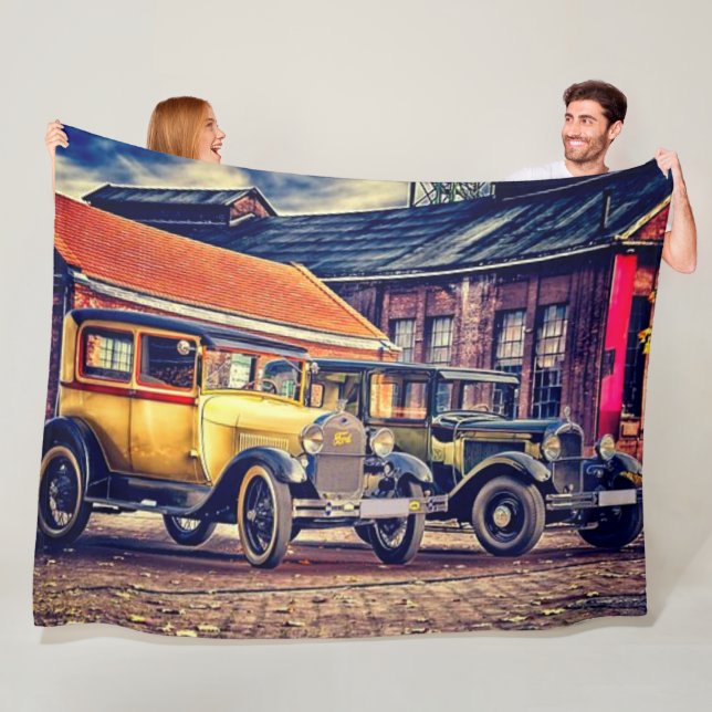 OLD TIME CARS FLEECE BLANKET (In Situ)