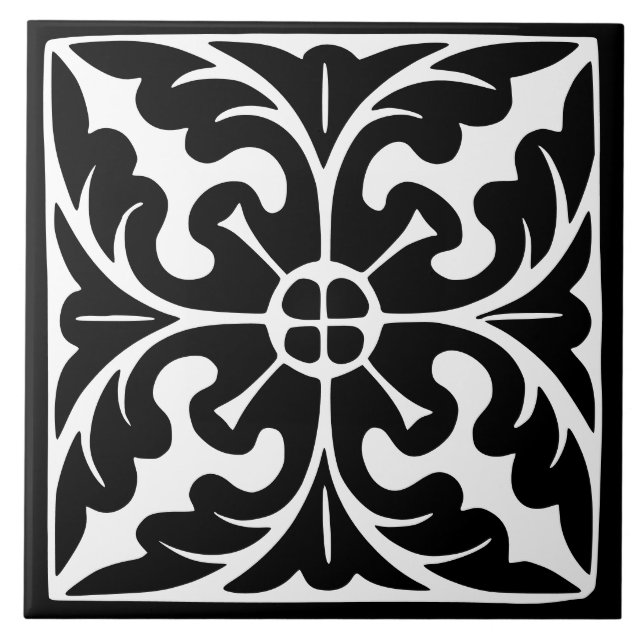 Old Time Classic: Black and White Traditional Tile (Front)