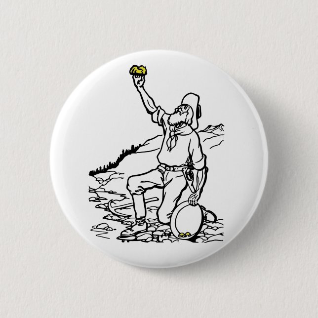 Old Time Gold Miner Prospector 6 Cm Round Badge (Front)