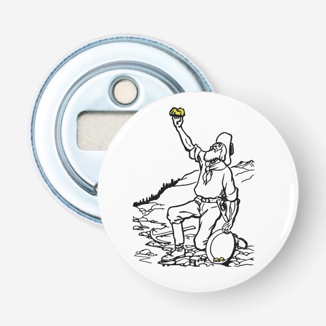 Old Time Gold Miner Prospector Bottle Opener (Front)