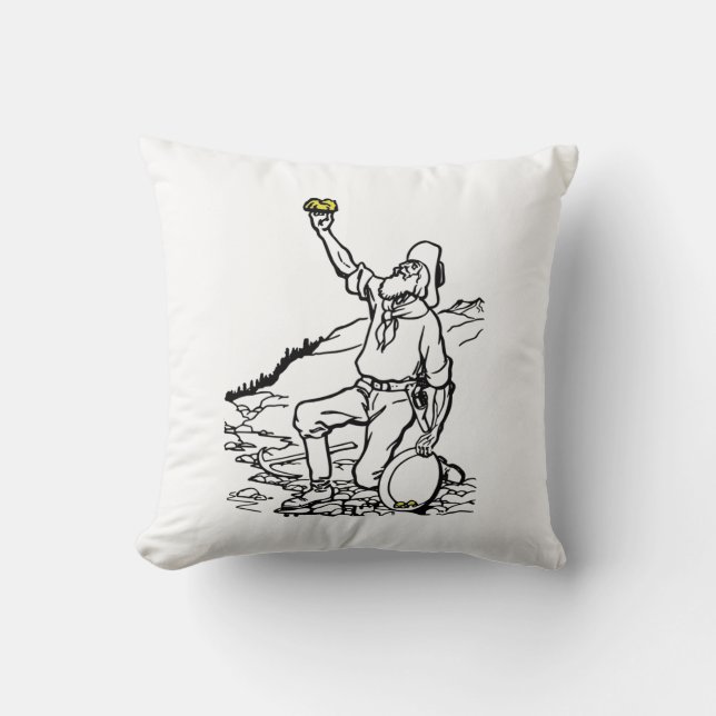 Old Time Gold Miner Prospector Cushion (Front)