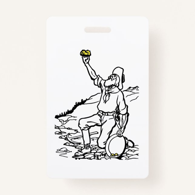 Old Time Gold Miner Prospector ID Badge (Front)