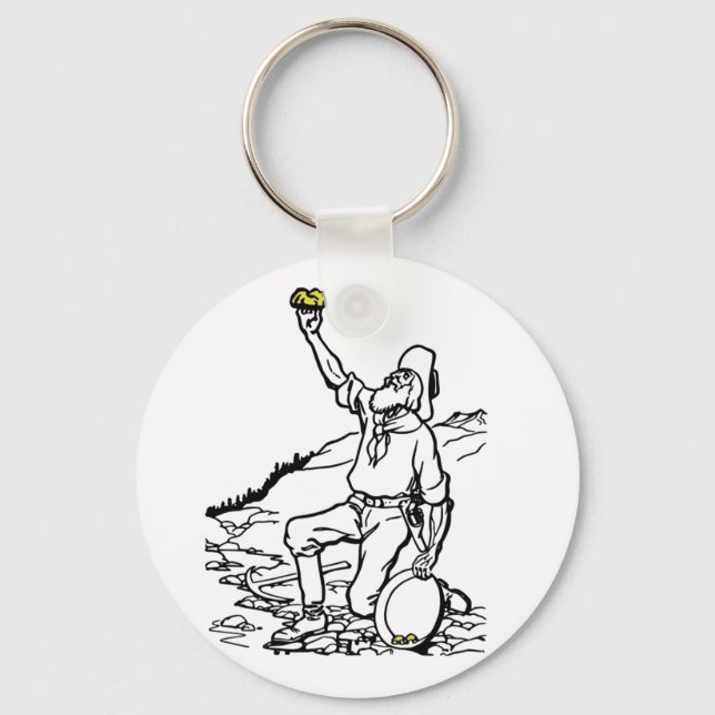 Old Time Gold Miner Prospector Key Ring (Front)